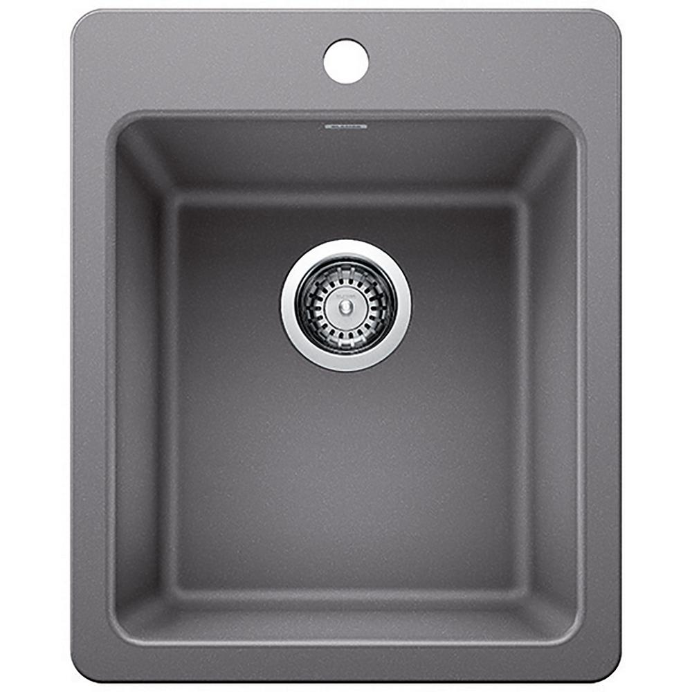 Glacier Bay Glacier Bay Dual Mount Granite Composite 17 In Single Bowl   Gray Glacier Bay Drop In Kitchen Sinks 442816 64 1000 