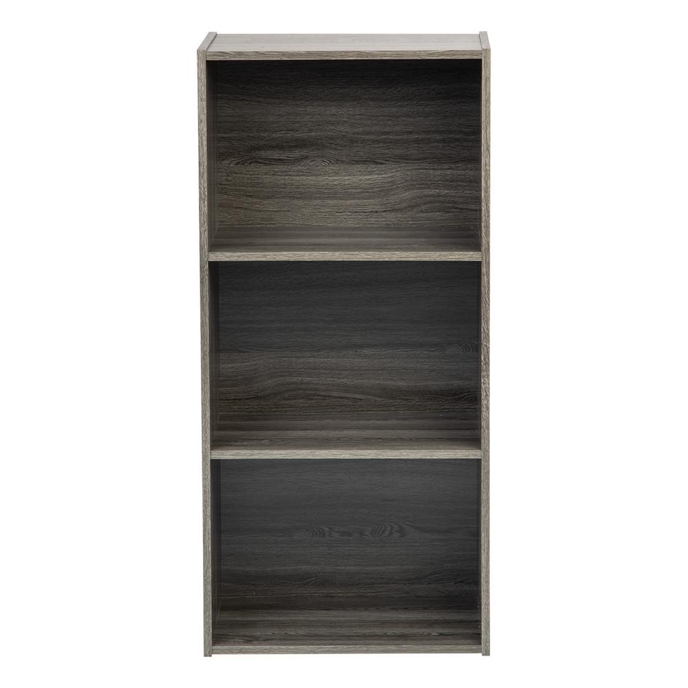 IRIS 34.5 in. Gray Wood 3shelf Standard Bookcase with Cubes596333