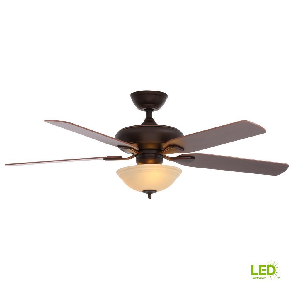 Hampton Bay Flowe 52 In Led Indoor Mediterranean Bronze Ceiling