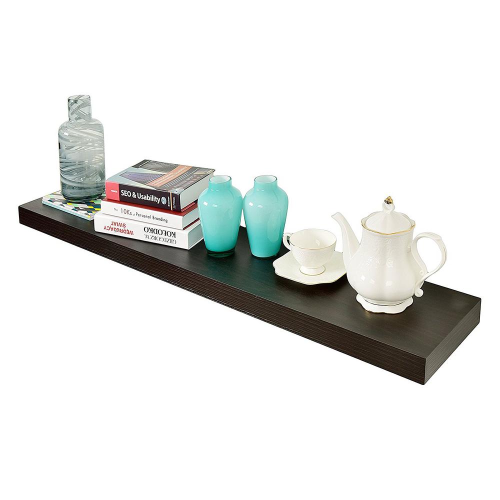WELLAND Mission 60 in. x 9.25 in. x 2 in. Espresso Floating Shelf