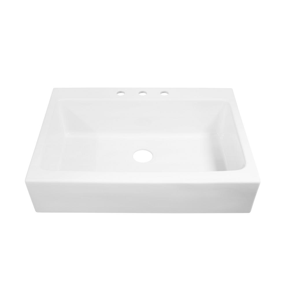 Sinkology Josephine All In One Quick Fit Farmhouse Fireclay 33 85 In 3 Hole Single Bowl Kitchen Sink With Faucet And Strainer Sk450 34fc Lcsb The Home Depot