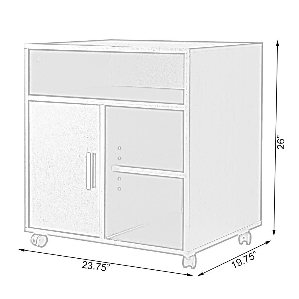 Basicwise Storage Printer White Kitchen Storage Stand With Casters