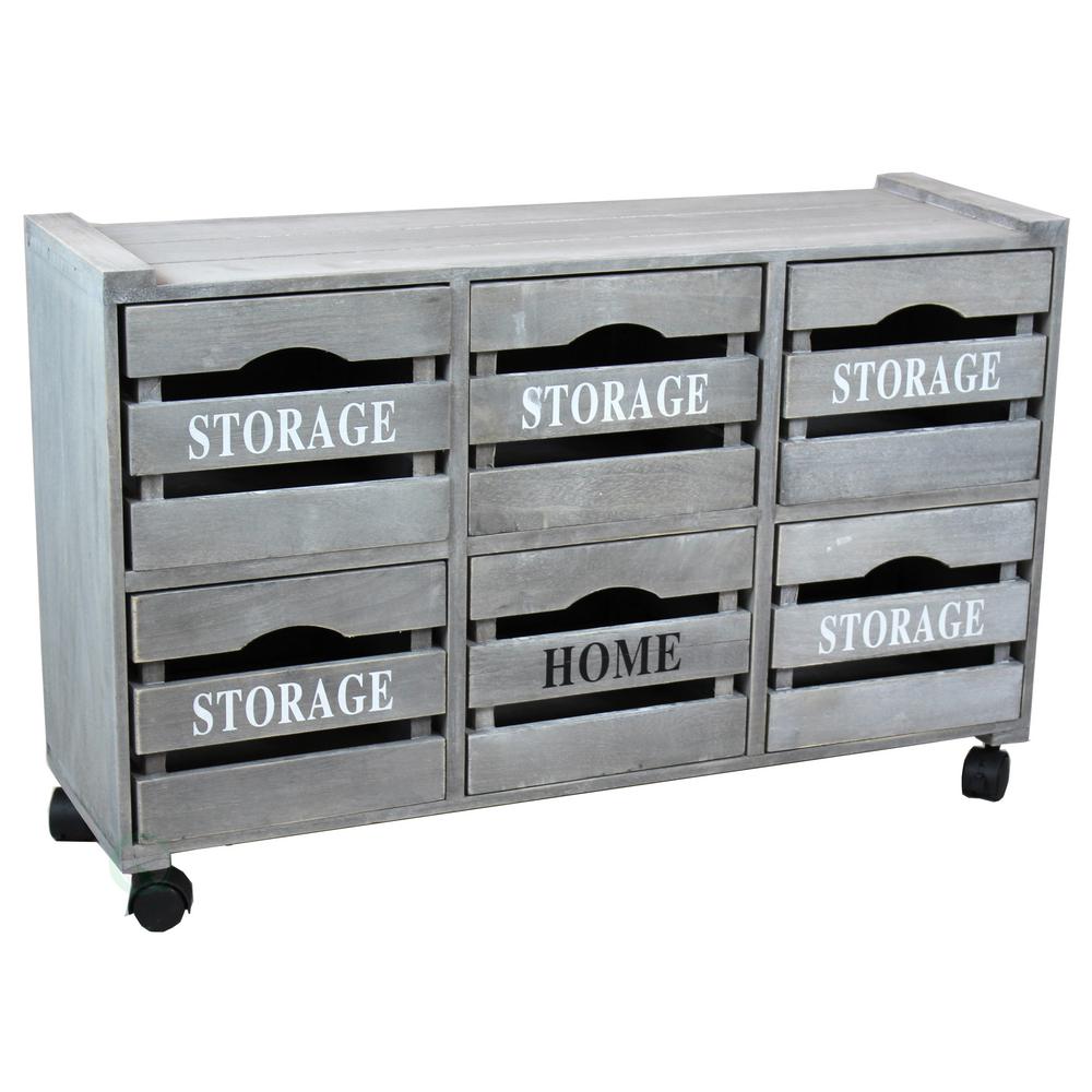 Vintiquewise 3225 In W X 1838 Rustic Gray Cabinet Storage Chest With 6 Vintiquewise 3225 In W X 1838 Rustic Gray Cabinet Storage Chest With 6