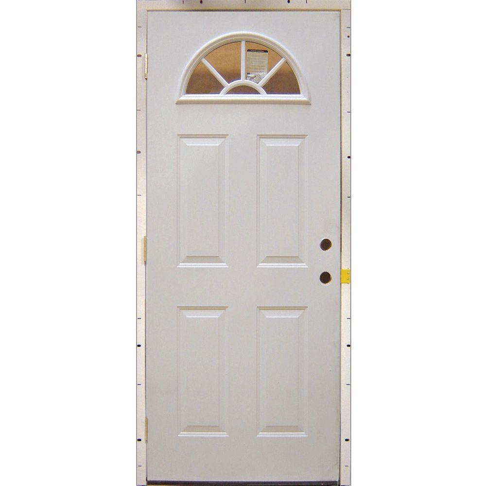 Mmi Door 36 In X 80 In Fan Lite Replacement Primed White Steel