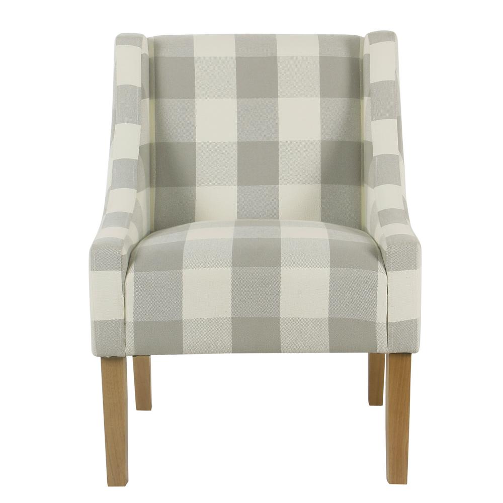 Homepop Gray Buffalo Plaid Modern Swoop Arm Accent Chair-K6908-F2270