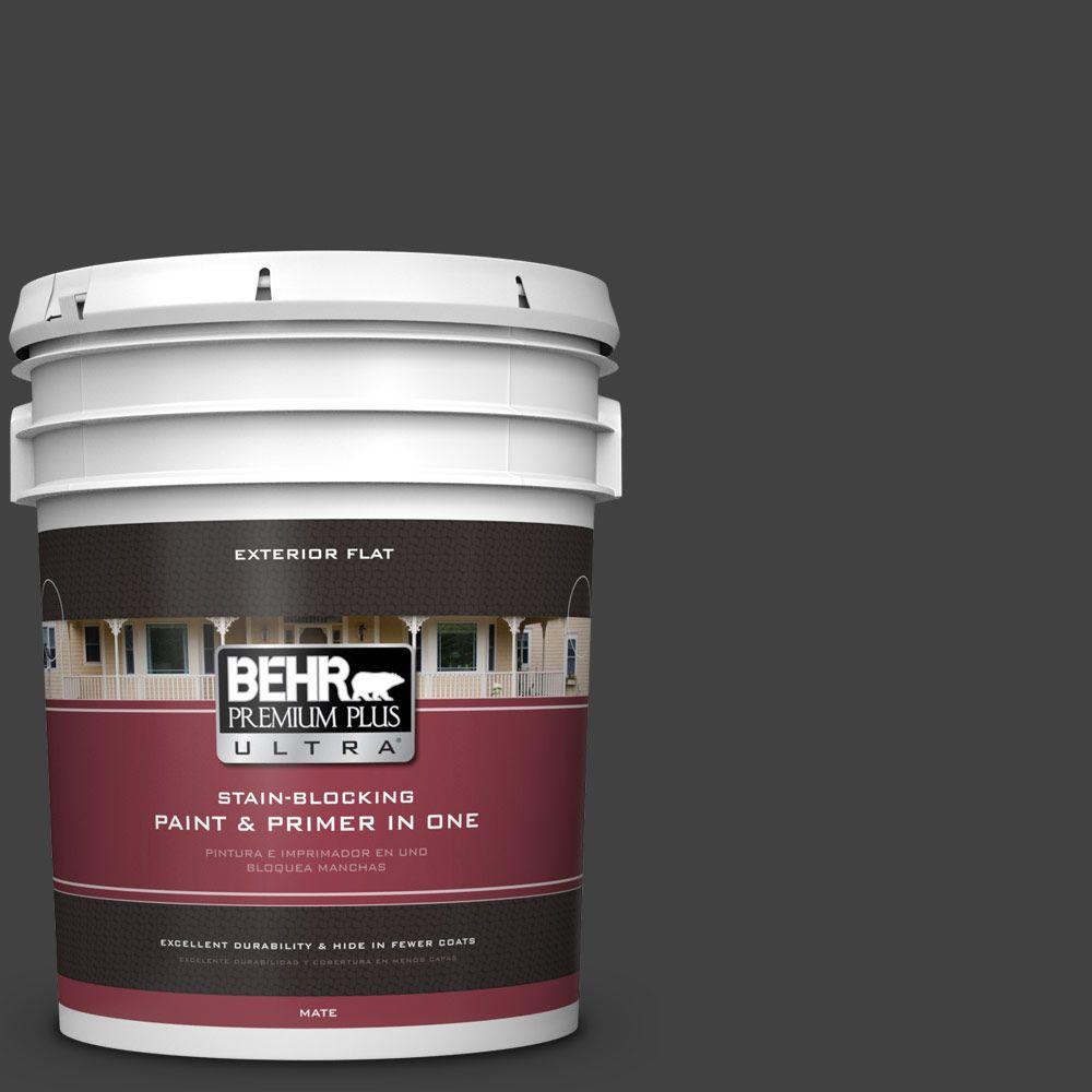 BEHR Premium Plus Ultra 5gal. T133 Black Lacquer Flat Exterior Paint