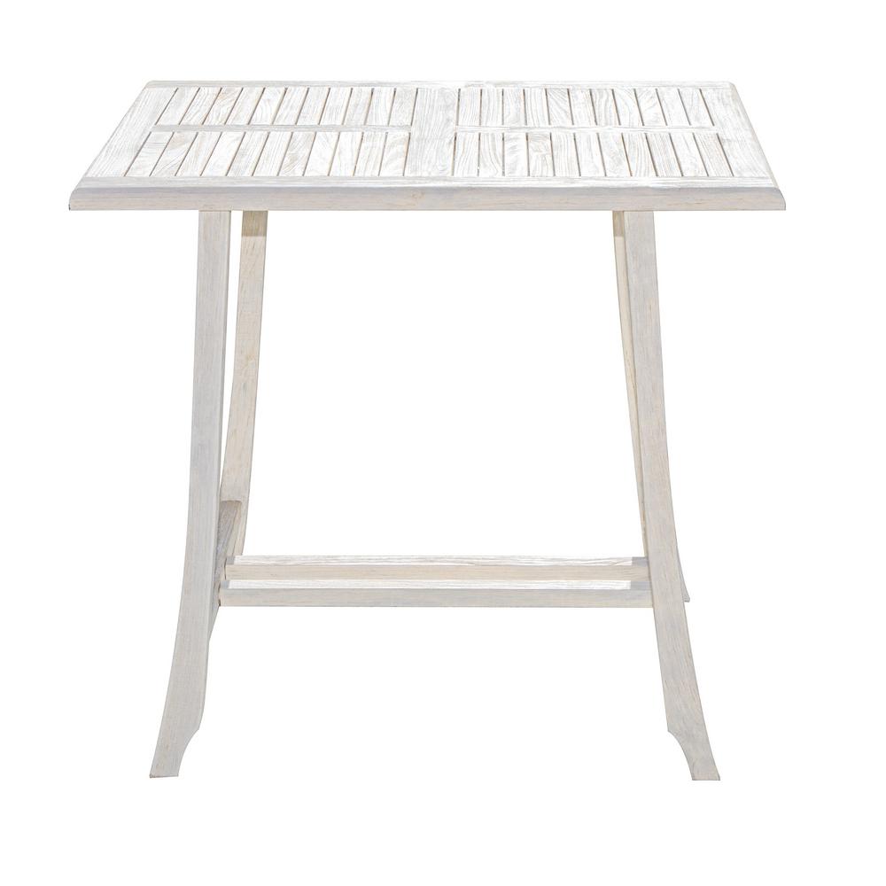 Coastal Vogue Satori 40 In Driftwood Solid Teak Indoor Outdoor Driftwood Solid Teak Indoor Outdoor Height Bar Table