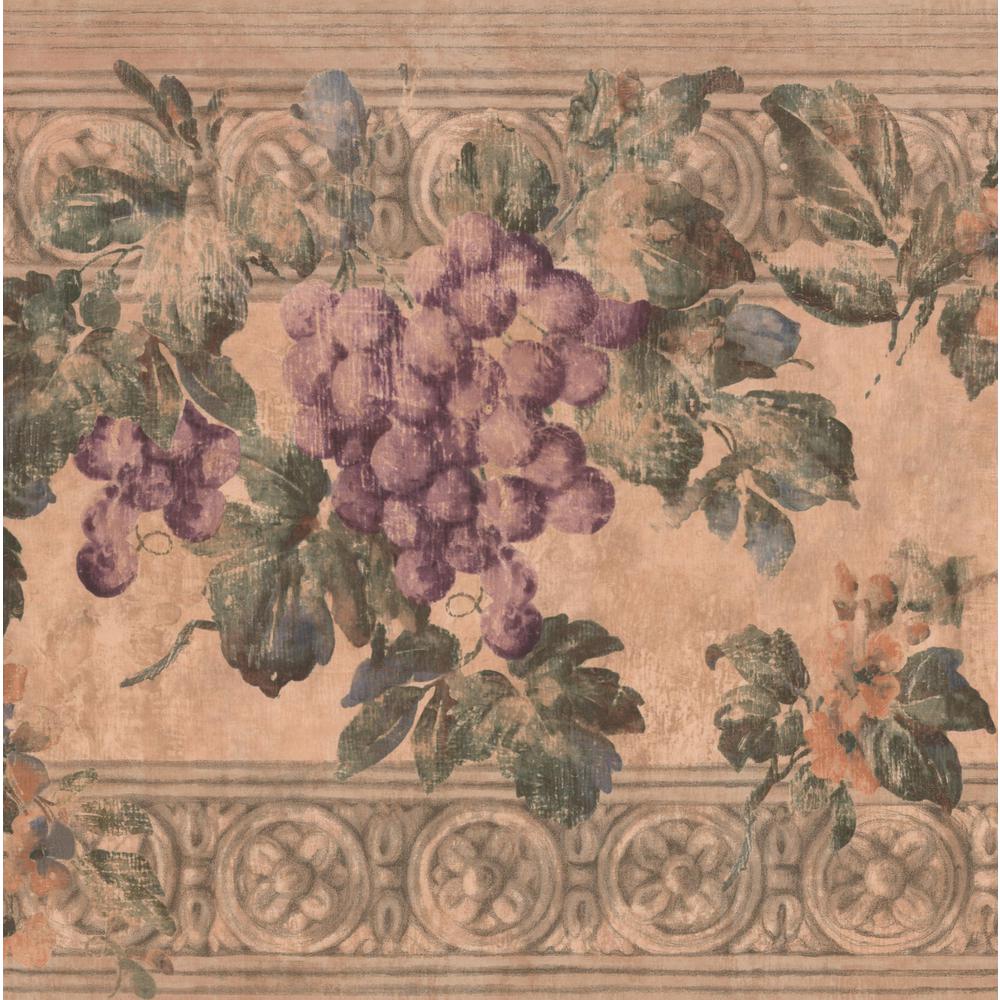 York Wallcoverings Purple Grape Vines on Ancient Wall Vintage Wide ...