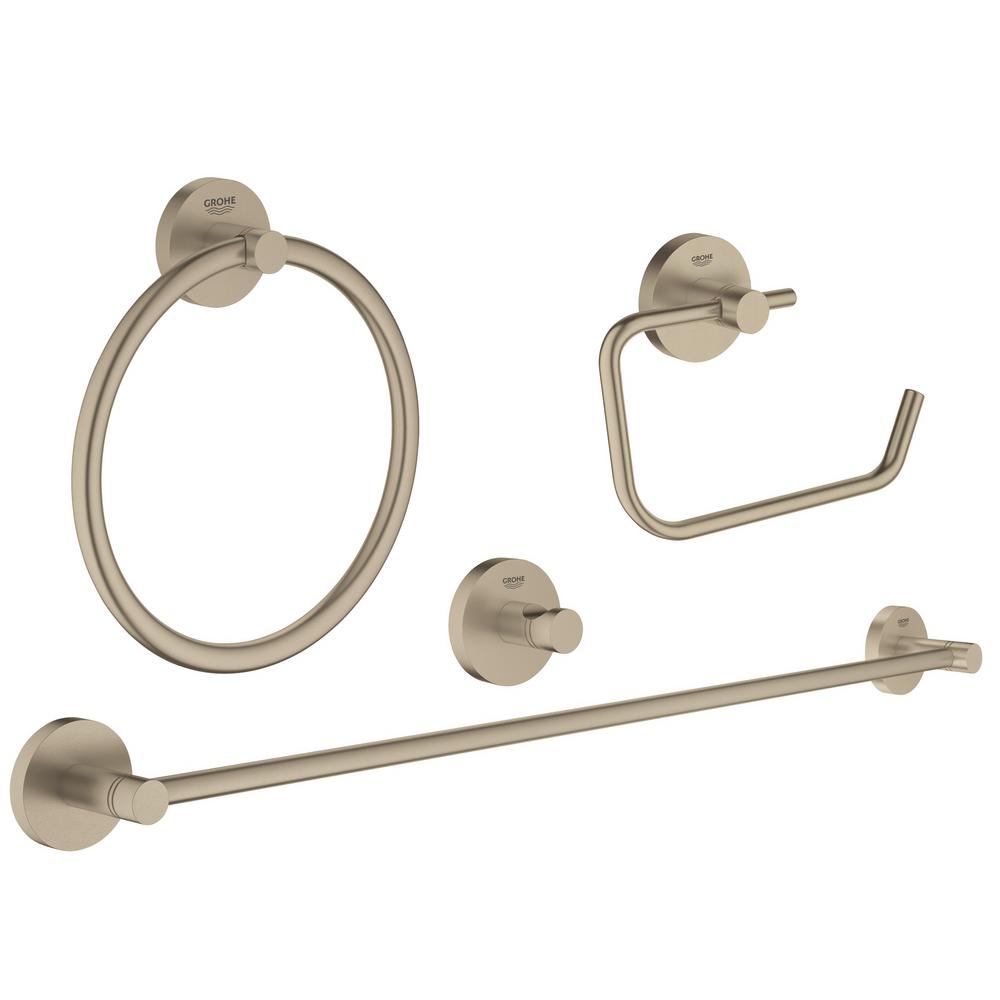GROHE Essentials Accessories 4Piece Bath Hardware Set in Brushed