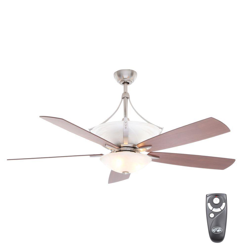 Hampton Bay Brookedale Ii 60 In Indoor Brushed Nickel Ceiling Fan With Light Kit And Remote Control