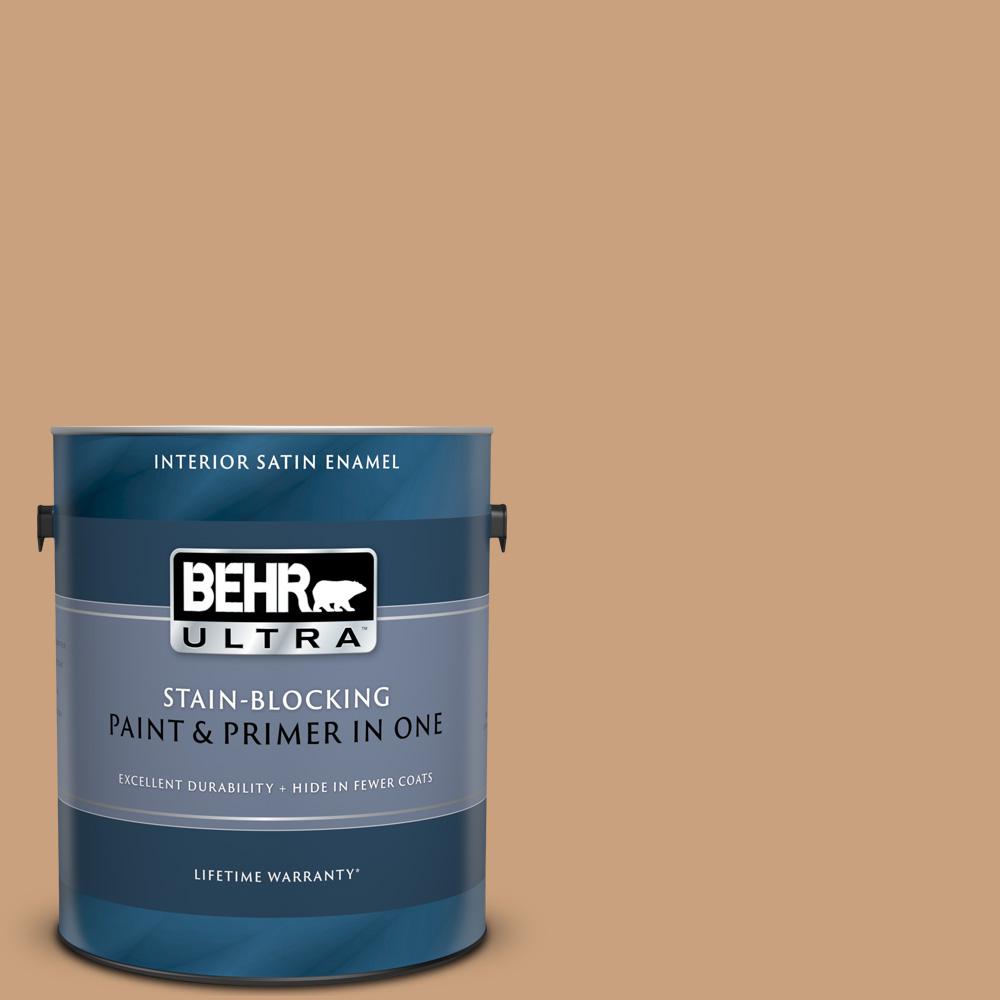 Behr Ultra 1 Gal 270f 4 Peanut Butter Satin Enamel Interior Paint And