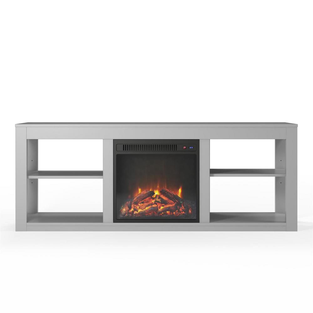 Ameriwood Nelson Dove Gray 65 In Tv Stand With Electric Fireplace