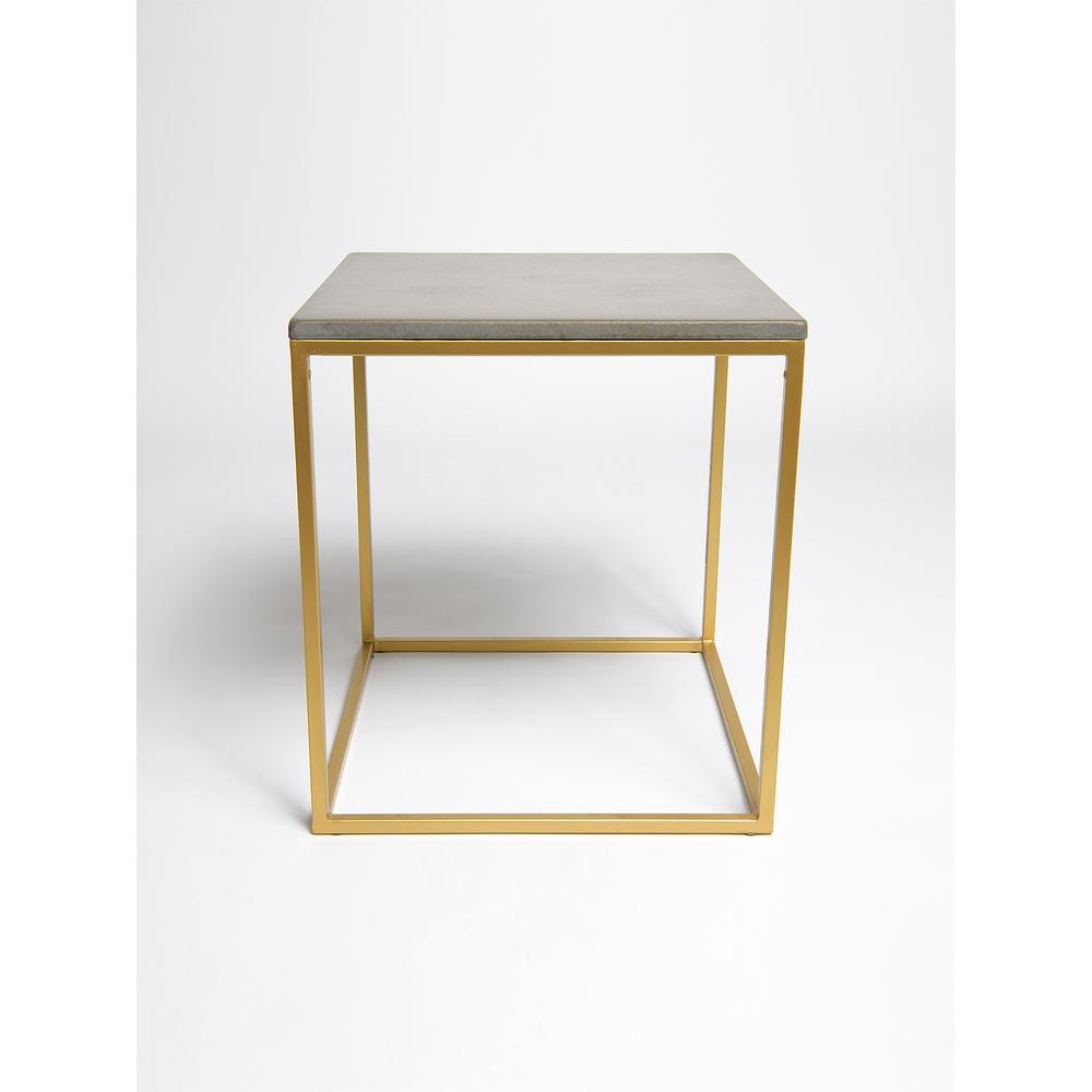 Piers Square Concrete Table With Brass Finished Base