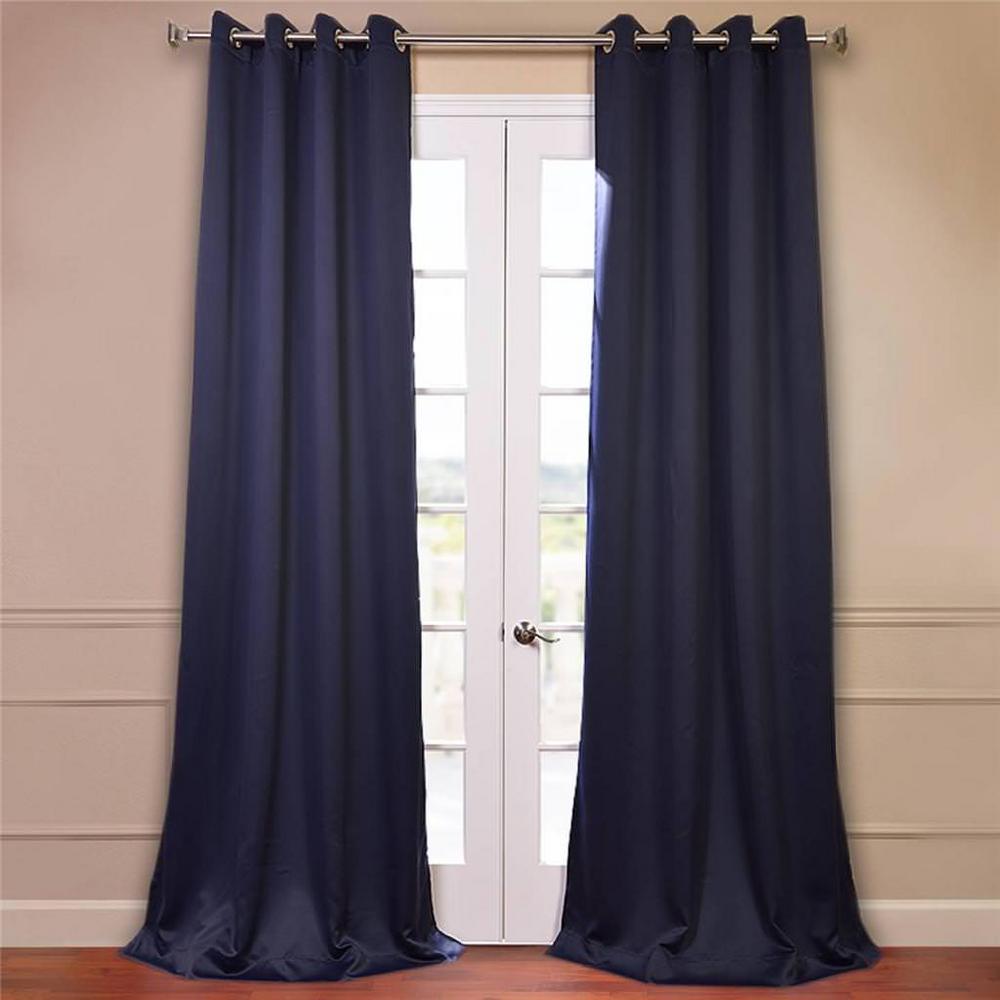 Exclusive Fabrics Furnishings Semi Opaque Navy Blue Grommet Blackout   Navy Blue Exclusive Fabrics Furnishings Blackout Curtains Boch 193810 84 Gr 64 1000 