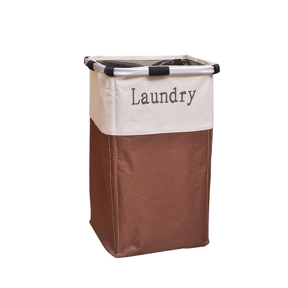 Brown And White Portable Single Lattice Laundry Basket Fabric 13029102 The Home Depot