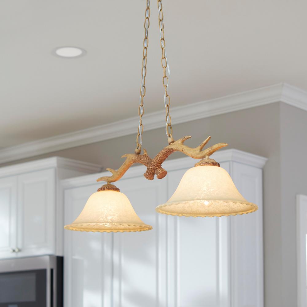 Hampton Bay 2 Light Natural Antler Kitchen Island With Sunset Glass Shades 17192 The Home Depot - 2 Light Island Pendant Fixture Hampton Bay 2 Light Natural Antler Kitchen Island With Sunset Glass Shades 17192 The Home Depot - 2 Light Island Pendant Fixture
