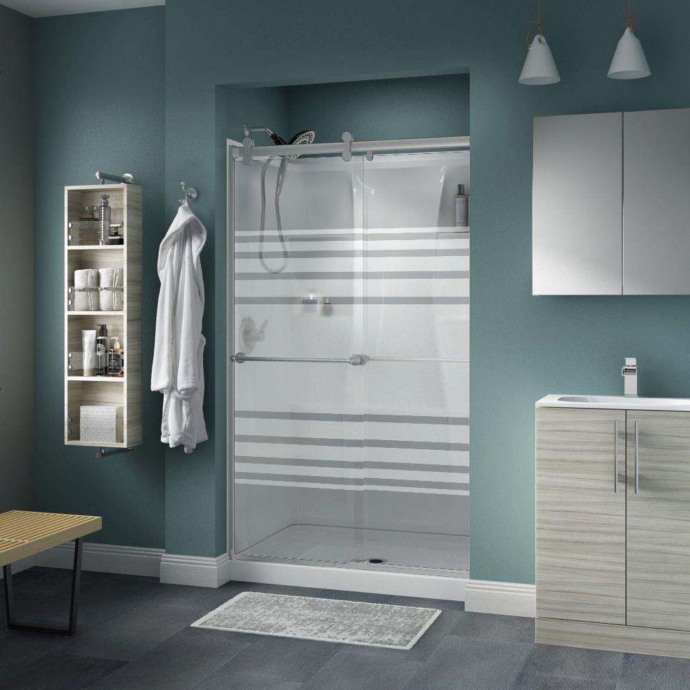 Delta Crestfield 48 X 71 In Frameless Contemporary Sliding Shower Door In Nickel With