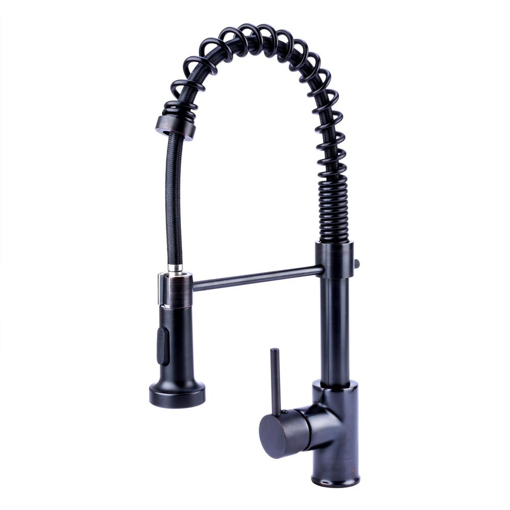 Fontaine 1 Handle Short Spring Pull Down Sprayer Kitchen Faucet In Oil Rubbed Bronze 82h10 Orb A The Home Depot