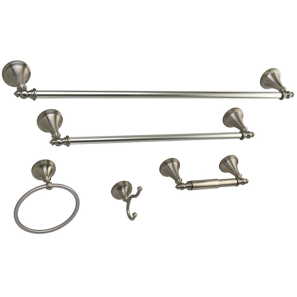 Nickel Kingston Br Bathroom Hardware Bath Accessories The 5 Piece Bathroom Accessory Set In Satin Nickel