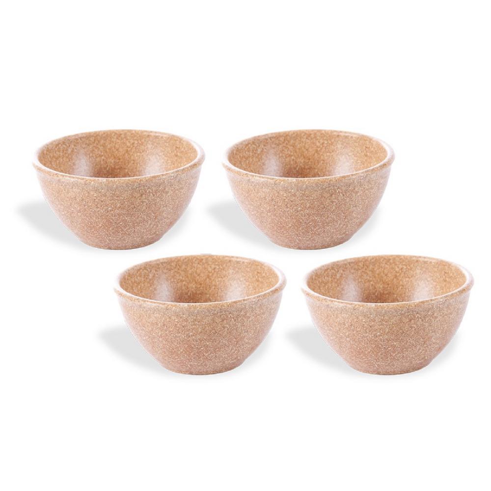 EVO Sustainable Goods 10 oz. Light Brown Eco-Friendly Wood-Plastic Composite Bowl (Set of 4)
