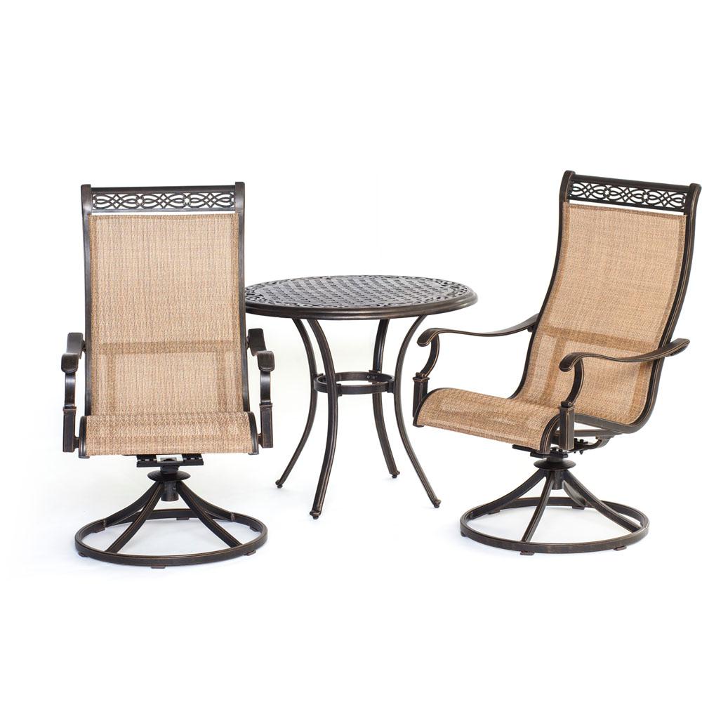 Agio Round Patio Dining Furniture The Home Depot Somerset 3 Piece Aluminum Round Outdoor Bistro Set