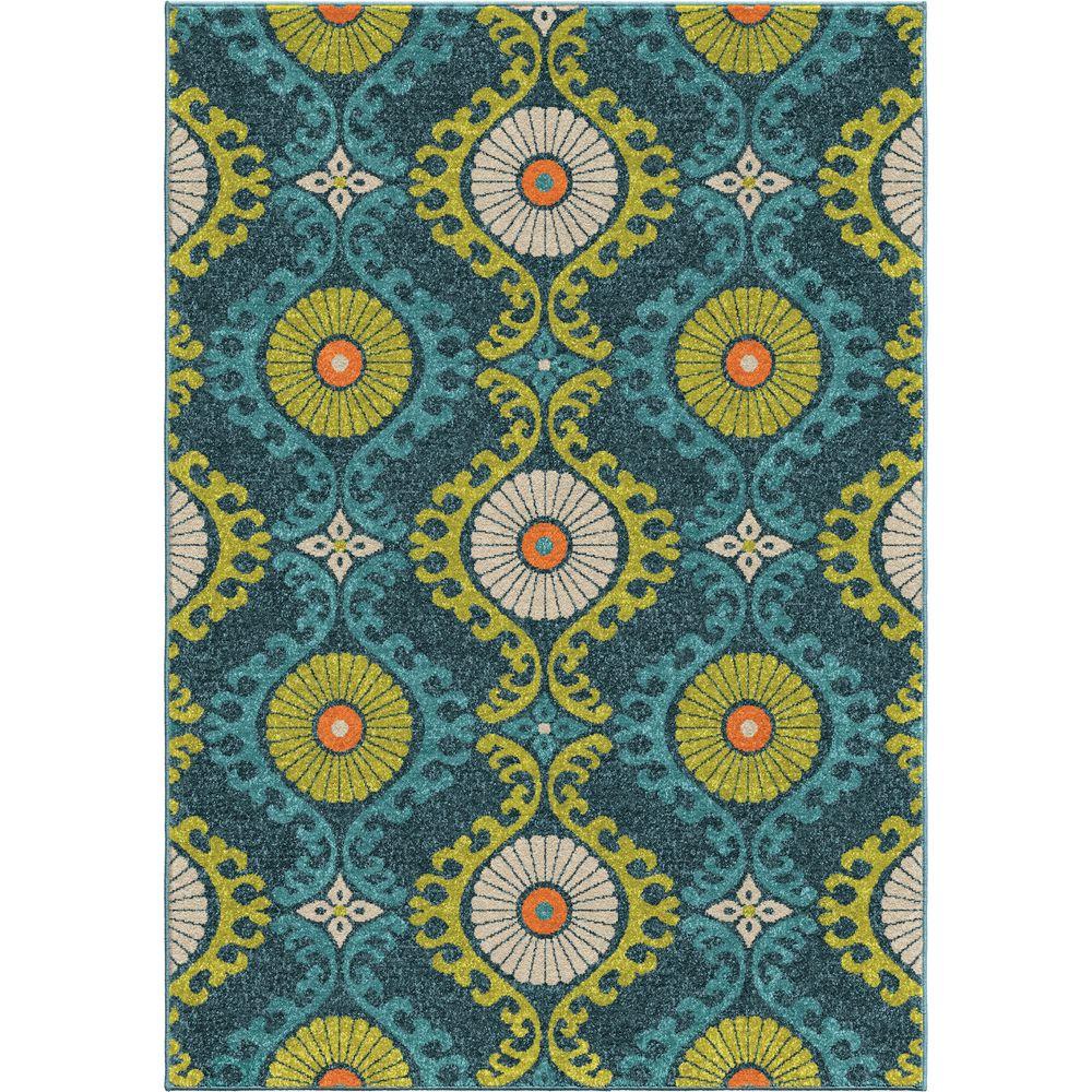 Orian Rugs Floating Fl Blue Medallion 8 Ft X 11 Indoor Outdoor Area Rug