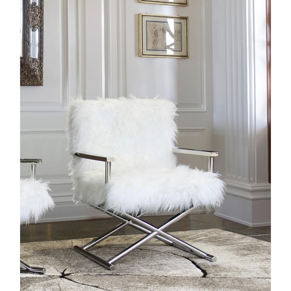 Armen Living Calgary Contemporary White Upholstered Accent Chair