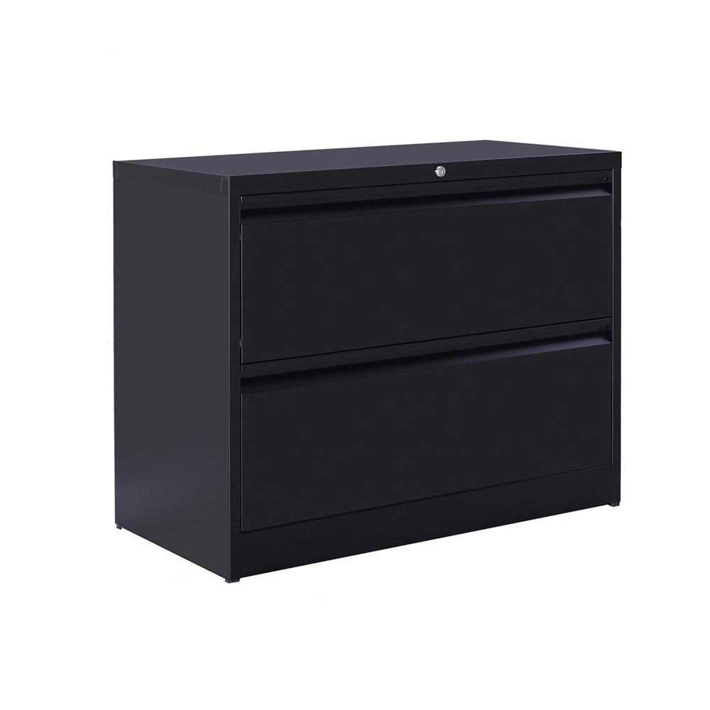 Boyel Living Black With Lock And Key Lateral File Cabinet 2 Drawer Ly Wf192114baa The Home Depot