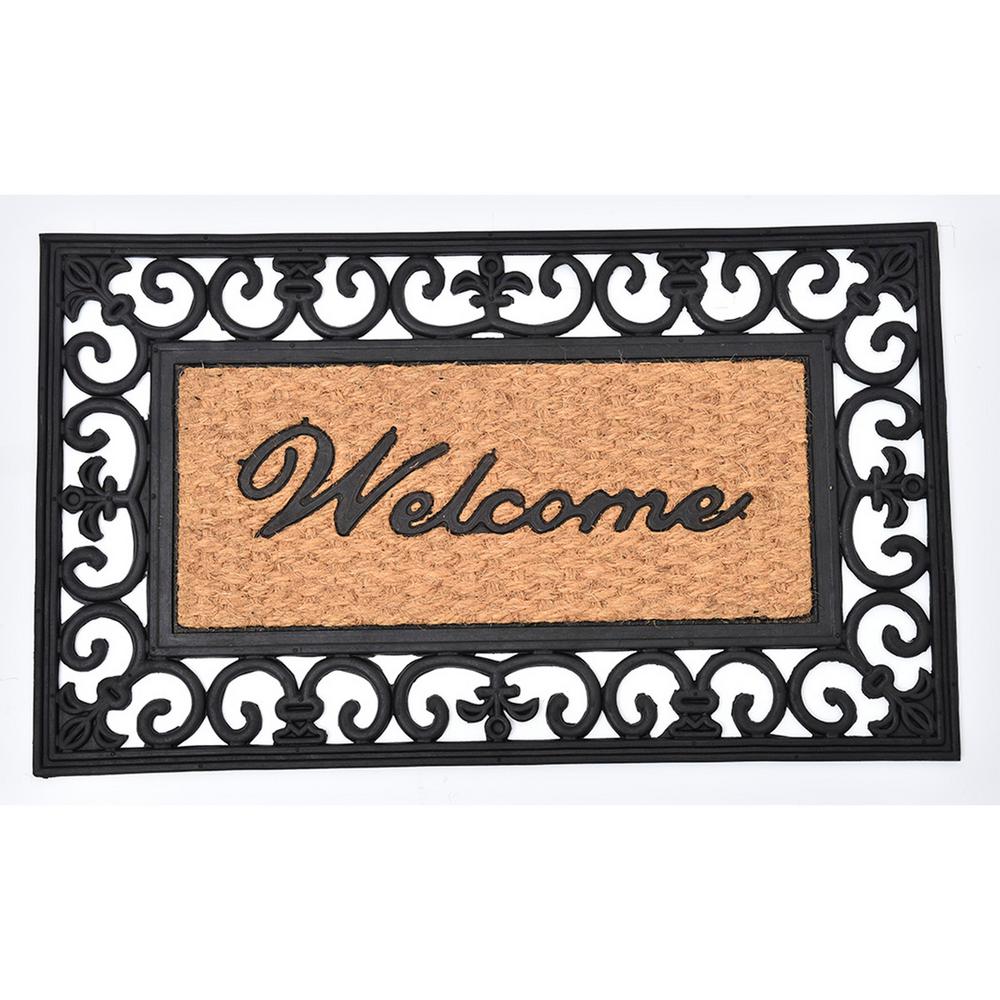 Evideco 30 In X 18 In Sheltered Printed Front Door Mat Welcome