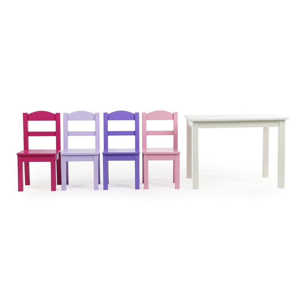 Tot Tutors Forever 5 Piece White Pink Purple Kids Table And Chair