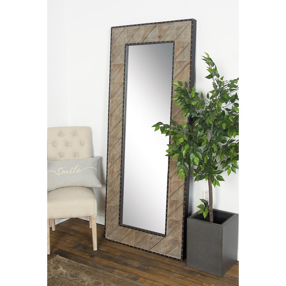 Litton Lane Rectangular Brown Door Wall Mirror With Stud Frame Litton Lane Rectangular Brown Door Wall Mirror With Stud Frame Details