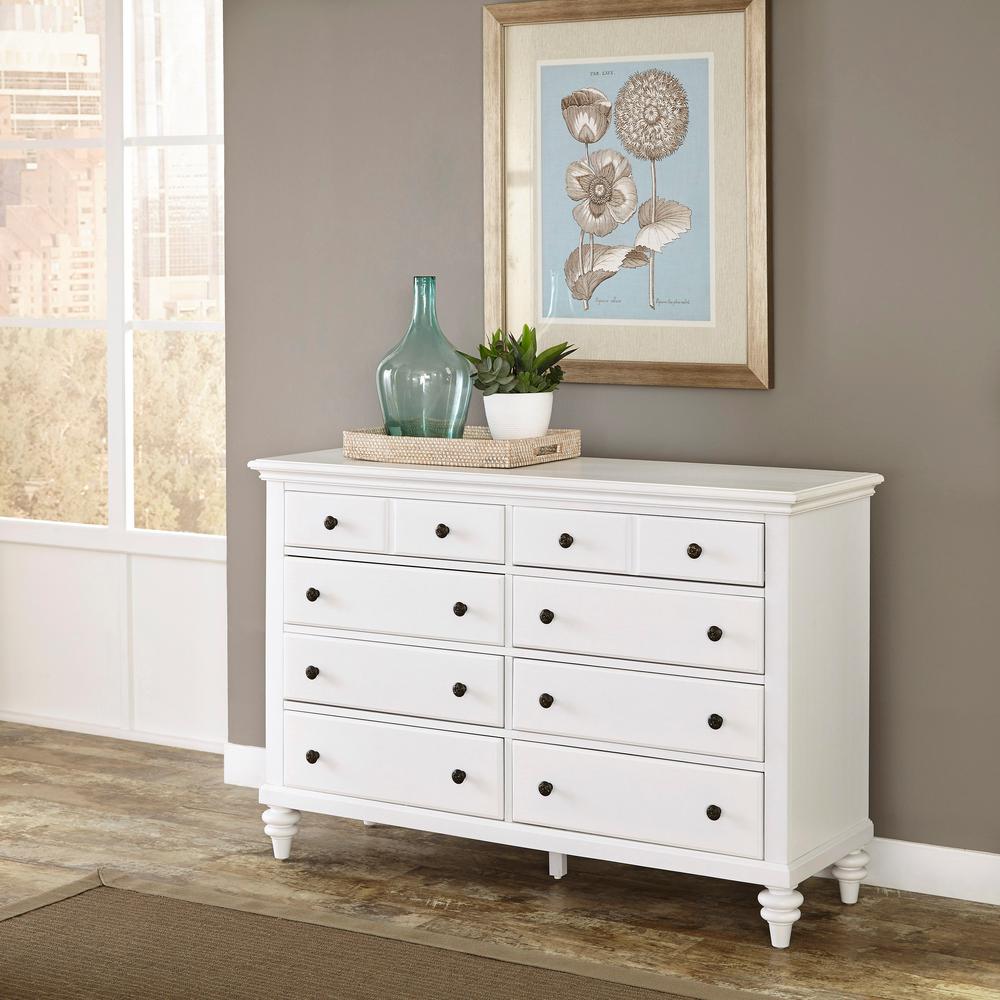Homestyles Bermuda 6 Drawer White Dresser 5543 43 The Home Depot