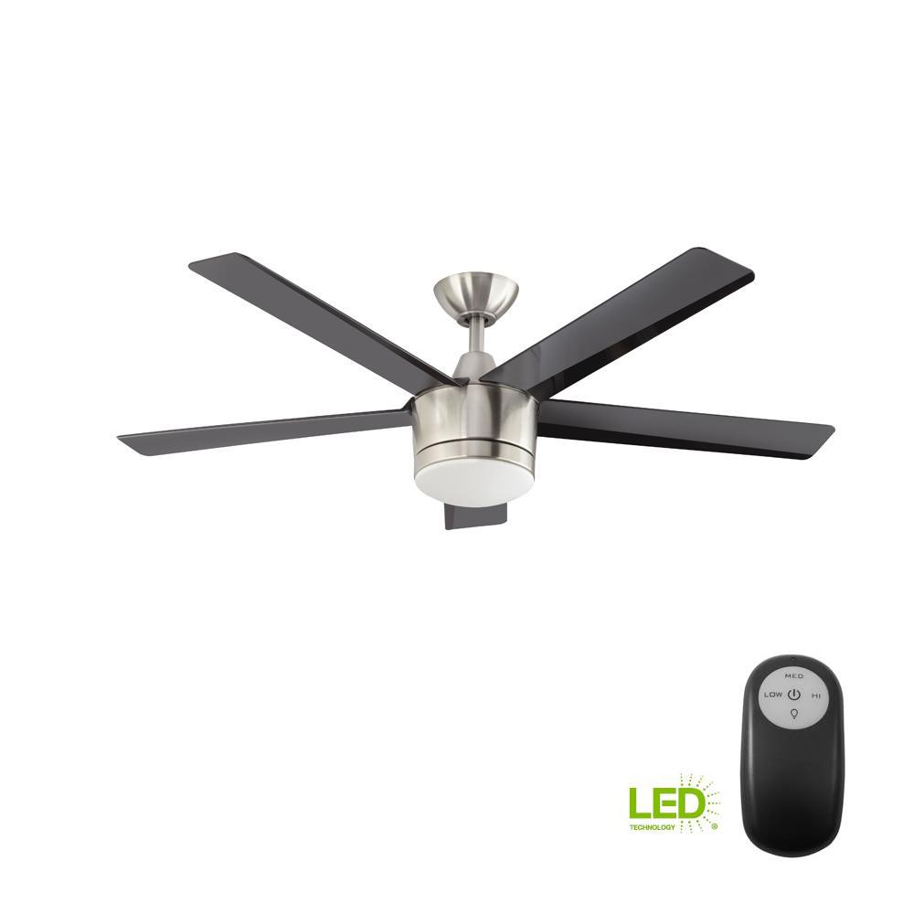 Merwry 52 in. Integrated LED Indoor Brushed Nickel Ceiling Fan with Light Kit and Remote Control