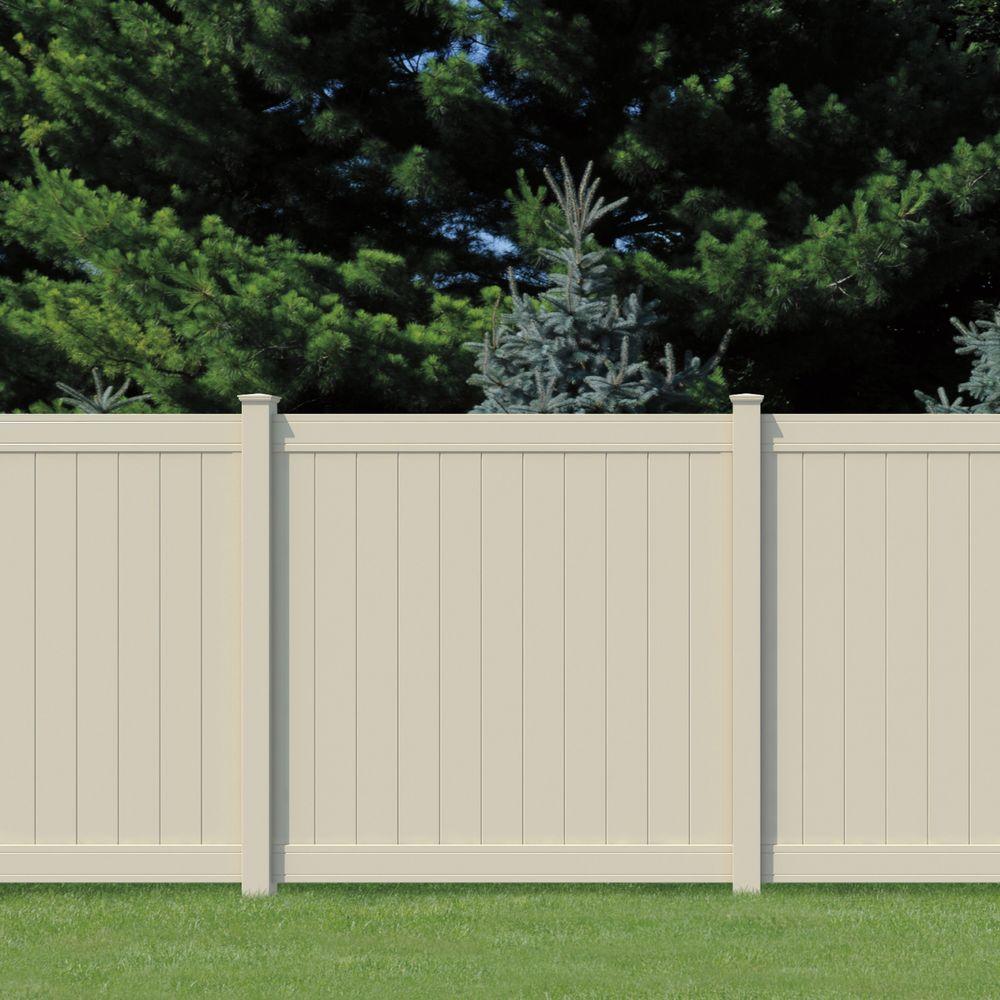 Veranda Pro Series 6 Ft H X 6 Ft W Tan Vinyl Woodbridge Privacy Fence Panel 118663 The Home Depot