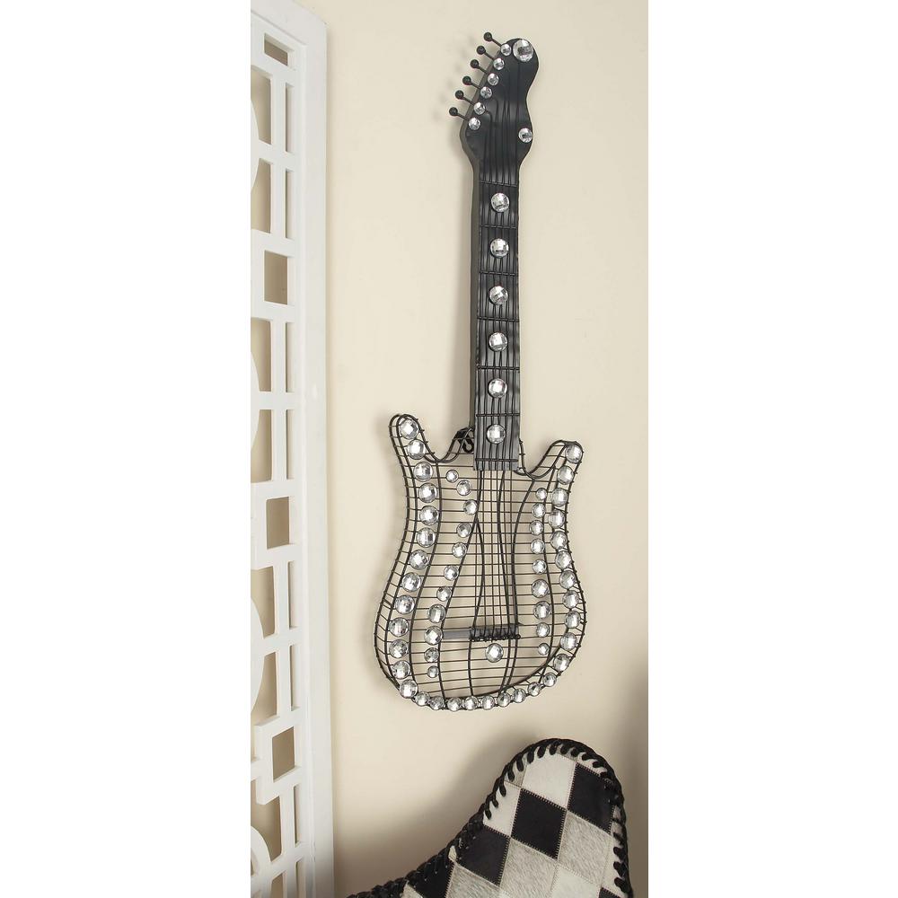 12 in. x 36 in. GlitzInspired Iron Wire Guitar Wall Sculpture53011