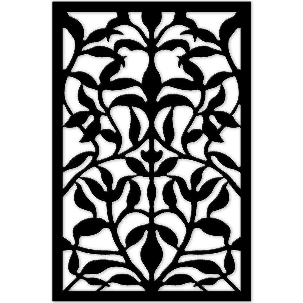 Acurio Latticeworks Olive Branch 32 In X 4 Ft Black Vinyl Acurio Latticeworks Olive Branch 32 In X 4 Ft Black Vinyl Decorative Screen Panel