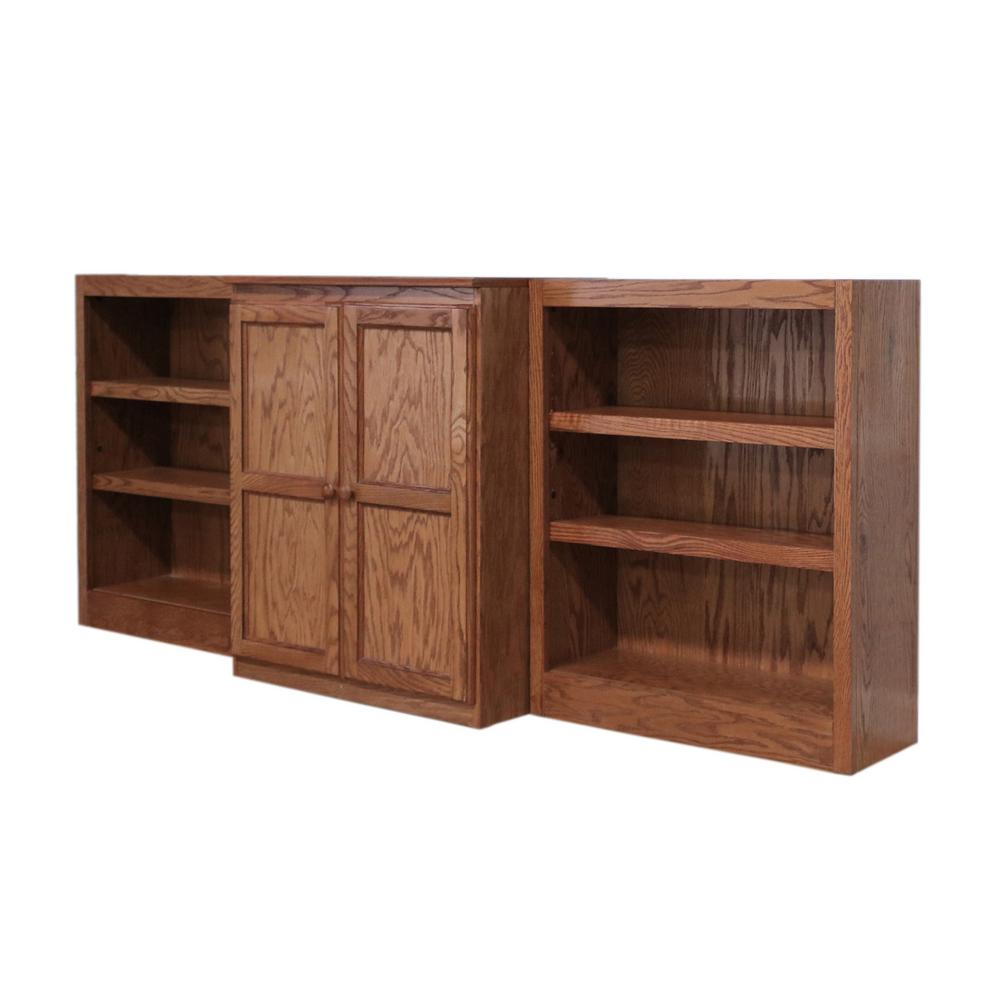 Concepts In Wood 8 Shelf Bookcase Wall With Doors 36 In H Oak