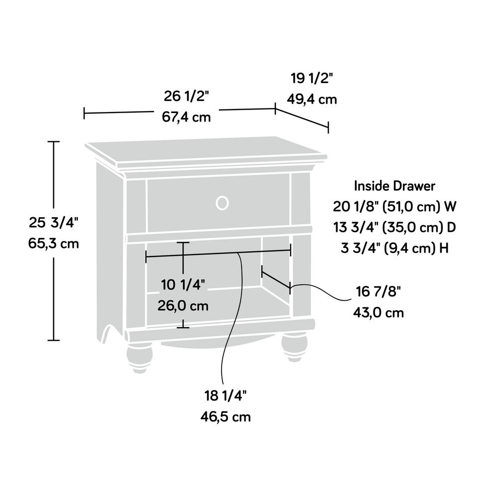 Sauder Harbor View 1 Drawer Antiqued White Nightstand 400639 The