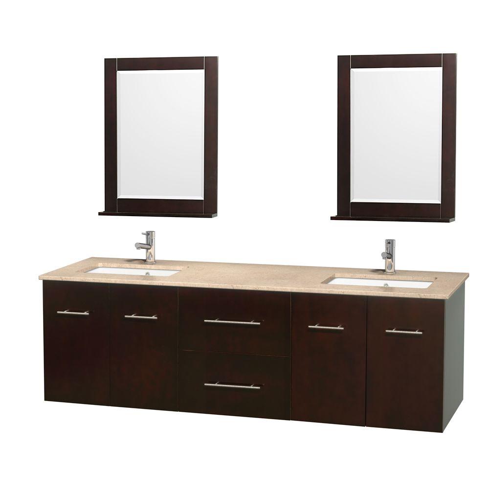 Wyndham Collection Centra 72 inch Double Vanity in Espresso with Marble Vanity... by Wyndham Collection