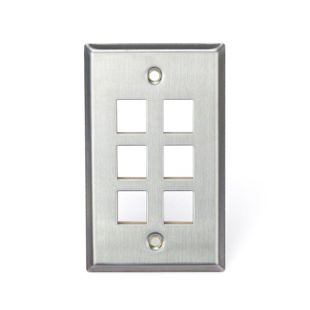 Leviton 2Gang Quickport Standard Size 6Port Wallplate, Stainless Steel430802S6 The Home Depot