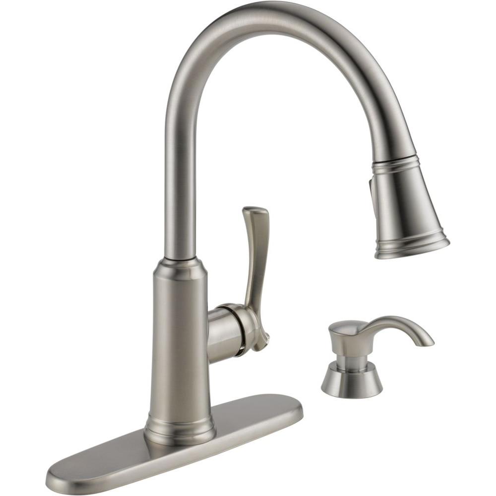 Delta DeLuca Single-Handle Pull-Down Sprayer Kitchen Faucet with ... Delta DeLuca Single-Handle Pull-Down Sprayer Kitchen Faucet with ...
