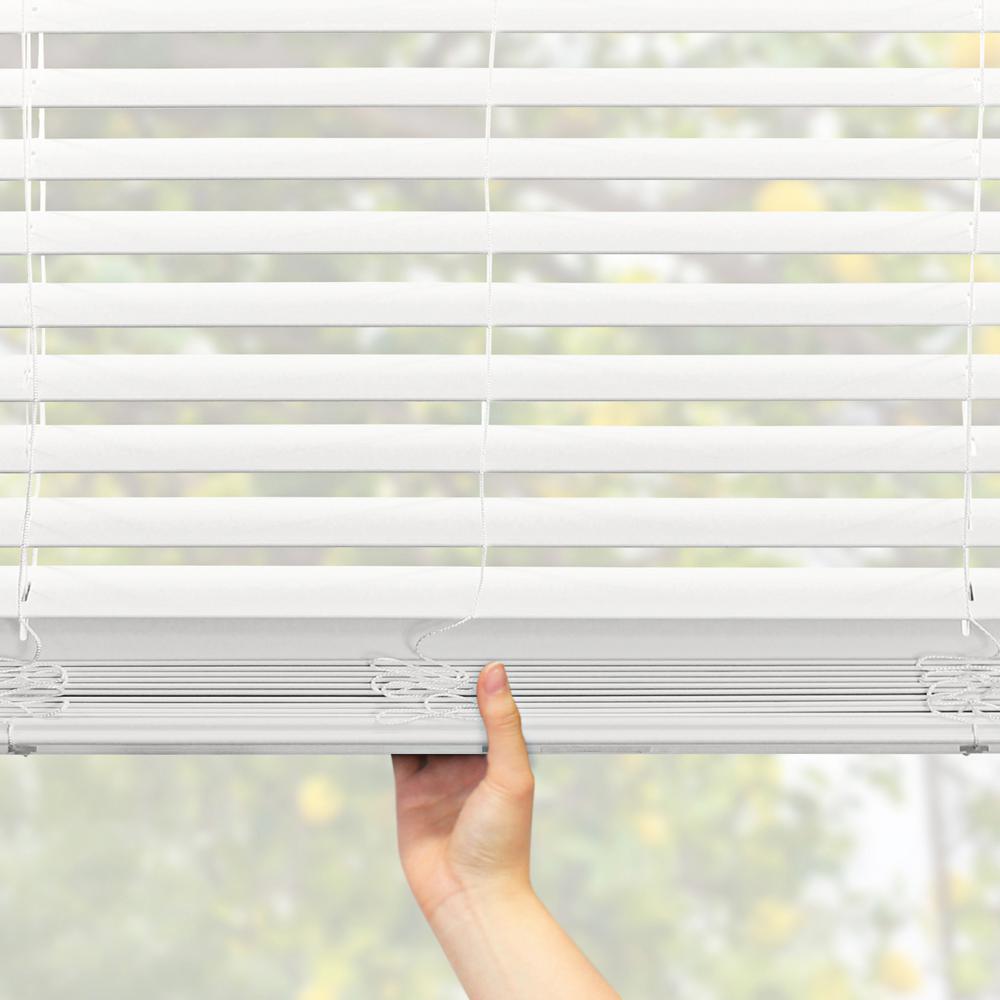 Crisp White 15 W x 20 to 36 H Luxr Blinds Custom-Made 2 Faux Wood Cordless Horizontal Blinds