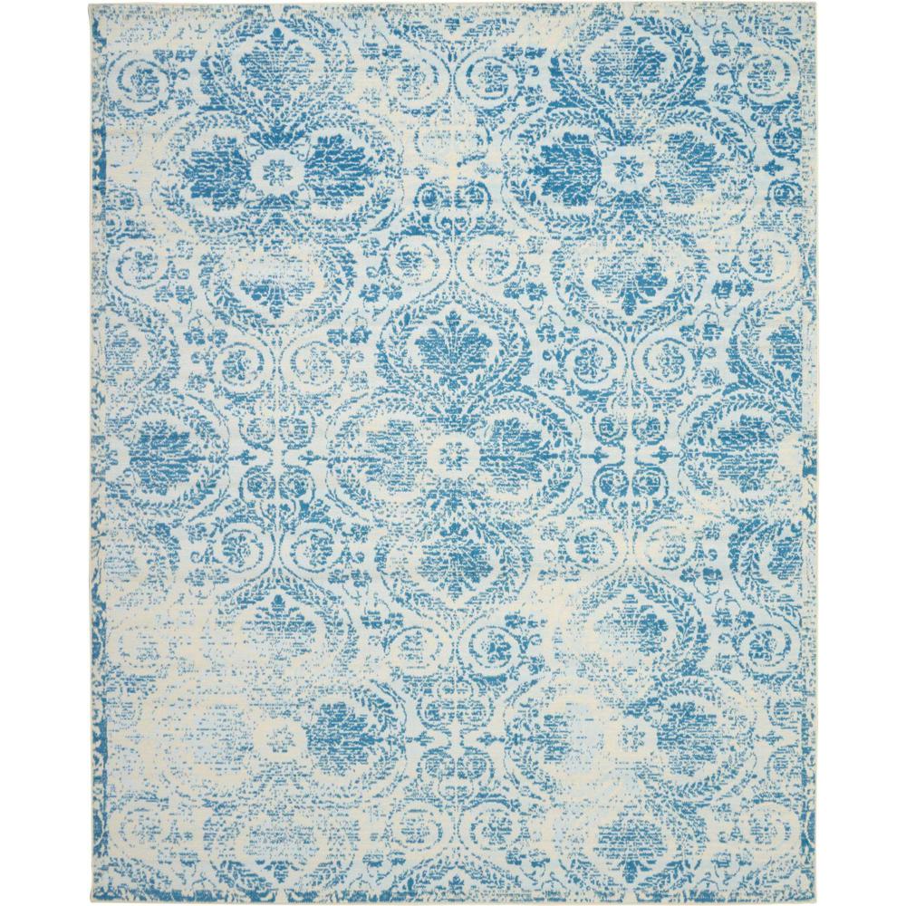 Nourison Jubilant JUB05 Teal Blue 8 ft. x 10 ft. Large LowPile Area