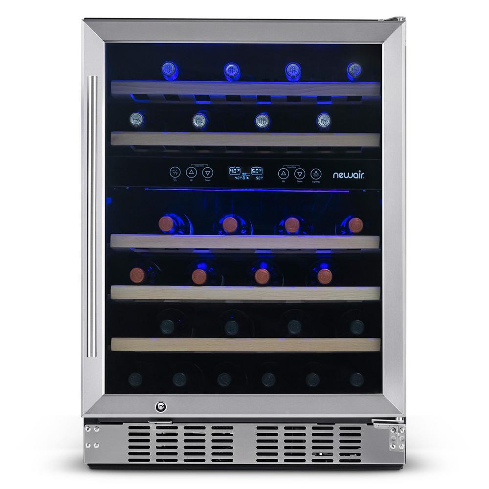NewAir Dual Zone 24 in. 46Bottle BuiltIn Wine Cooler Fridge with
