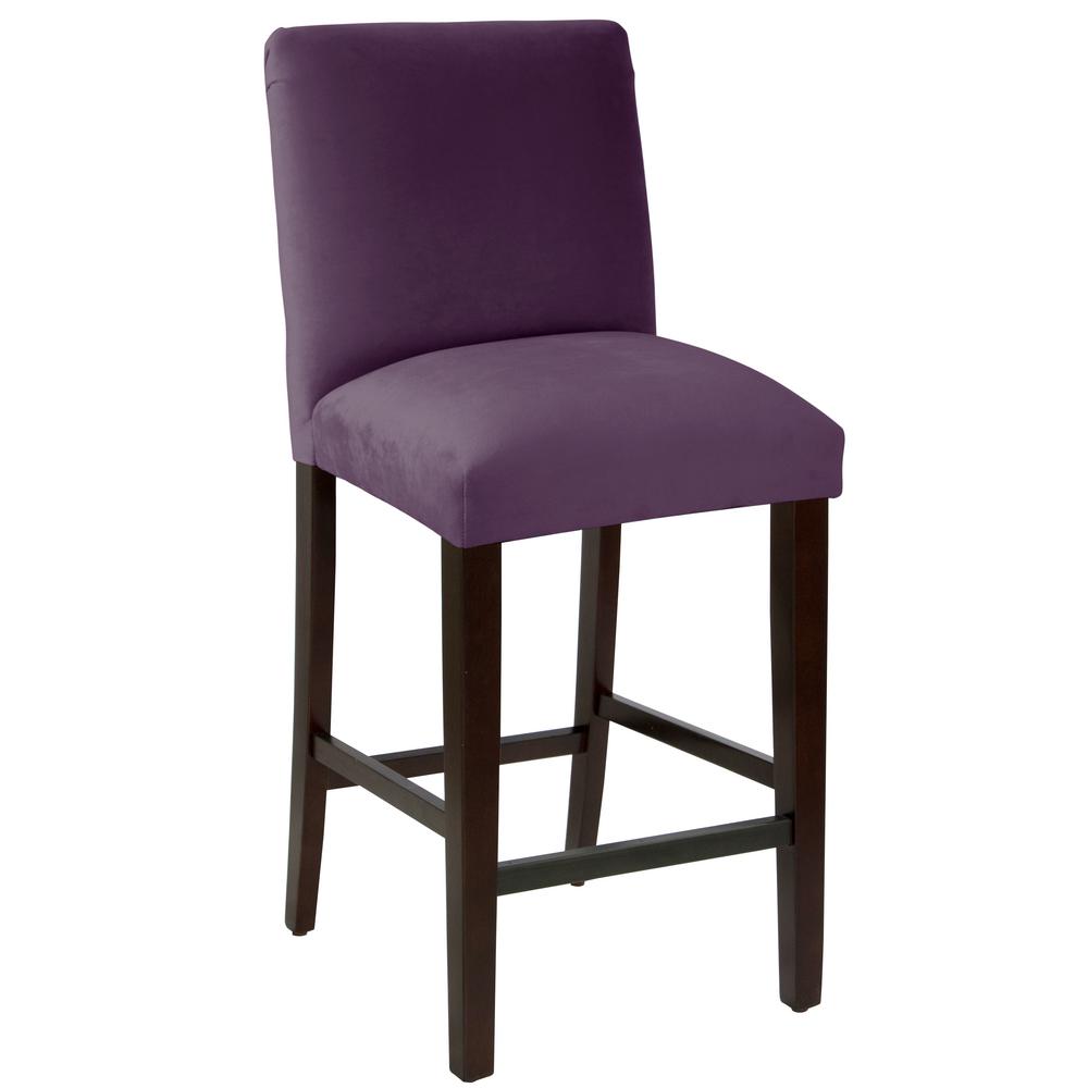 Velvet Aubergine Bar Stool With Diamond Tufted Back 82 8vlvabr The Internet 300449264 Velvet Aubergine Bar Stool