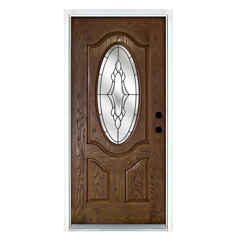 Brown Front Doors Exterior The Home Depot 36 In X 80 Andaman Medium Oak Left Hand Inswing 3