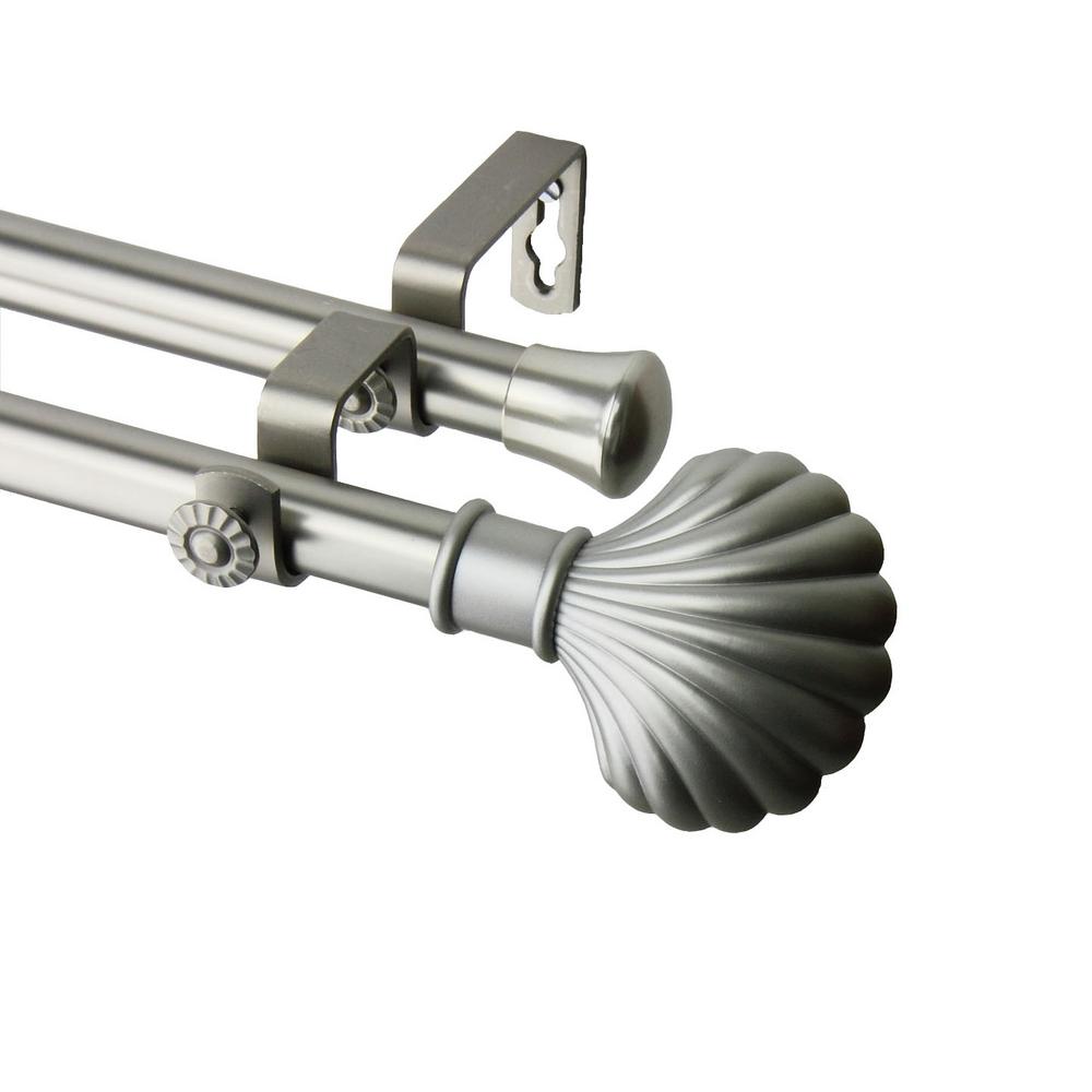 Rod Desyne 66 In X 120 Clam Double Curtain Set Satin 66 In X 120 Clam Double Curtain Rod Set Satin Nickel
