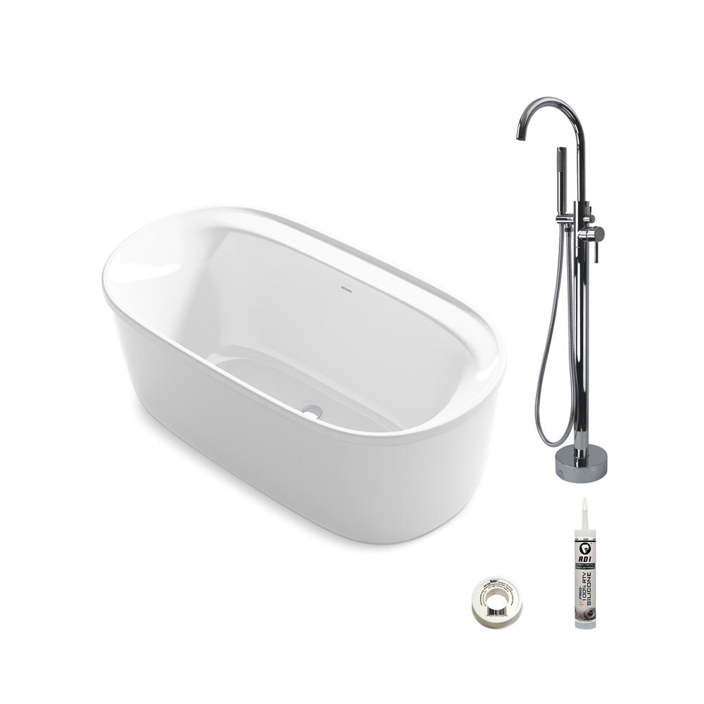 STERLING Spectacle 60 in. Acrylic Flatbottom Freestanding Bathtub with