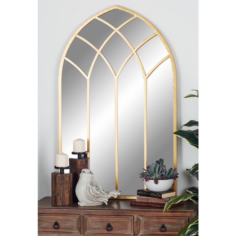 Litton Lane Arched Gold Decorative Mirror With Geometric