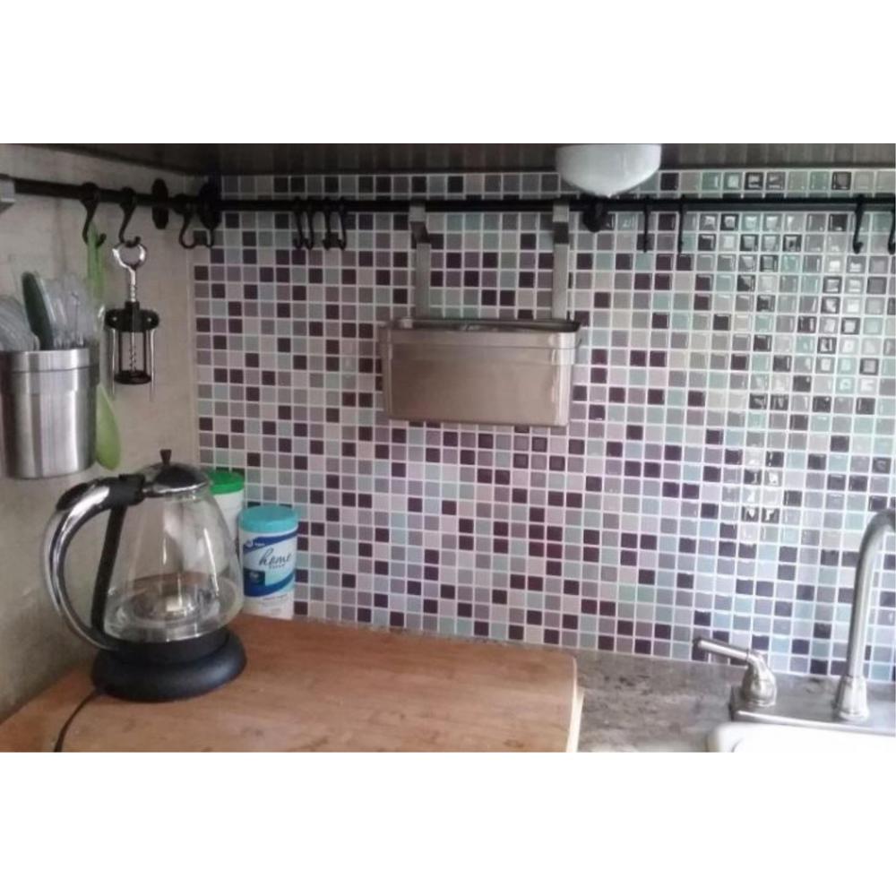 Tic Tac Tiles Mosaic Violetmint 10 in. W x 10 in. H Peel and Stick